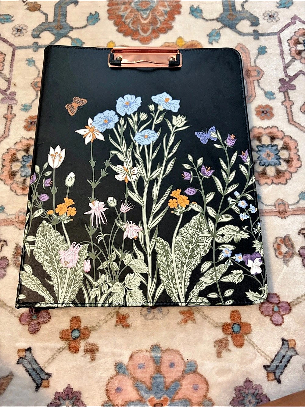 Floral Black Binder Organizer